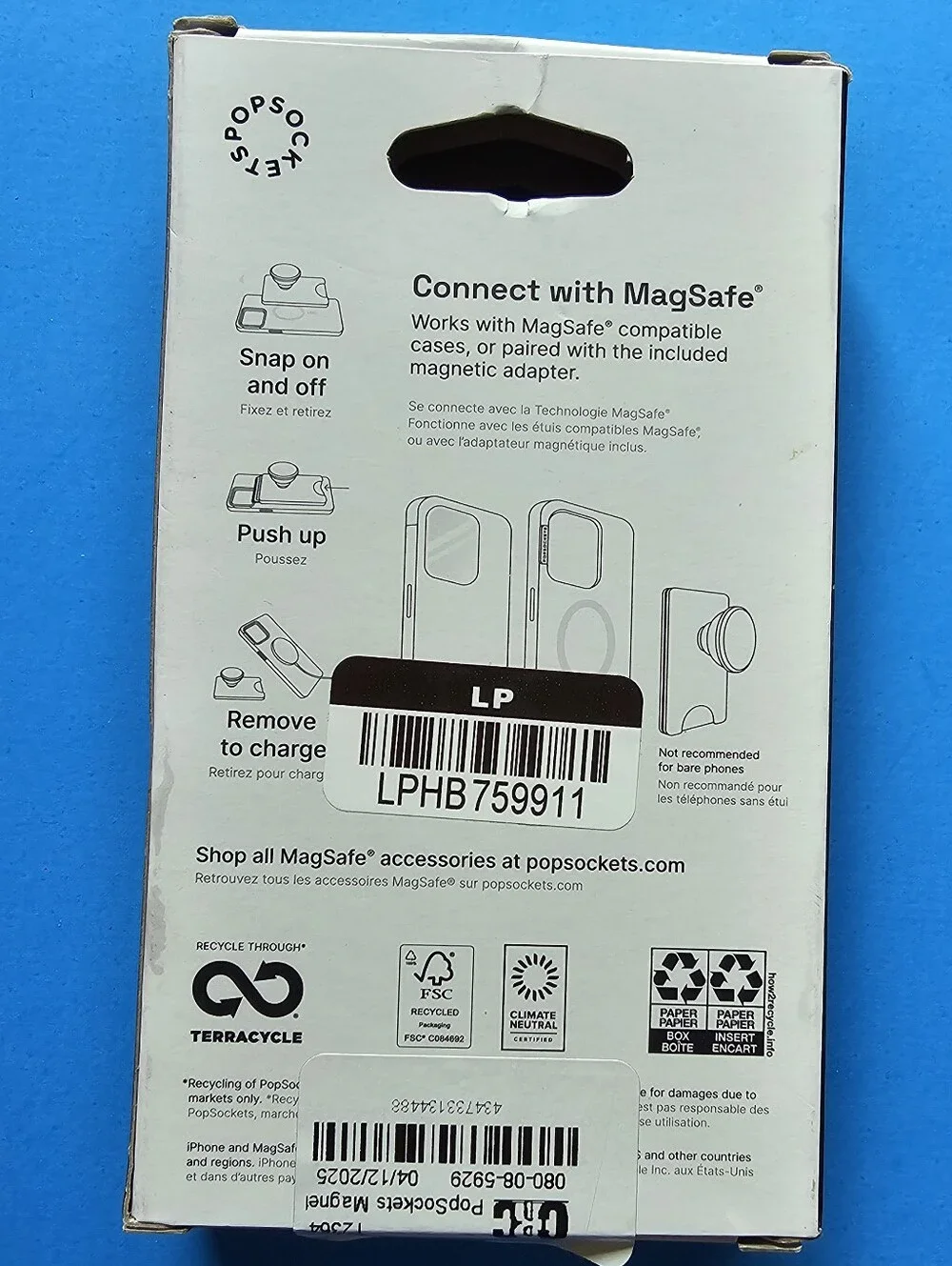 Popsocket - Blanc Fresh MAGSAFE Popwallet+